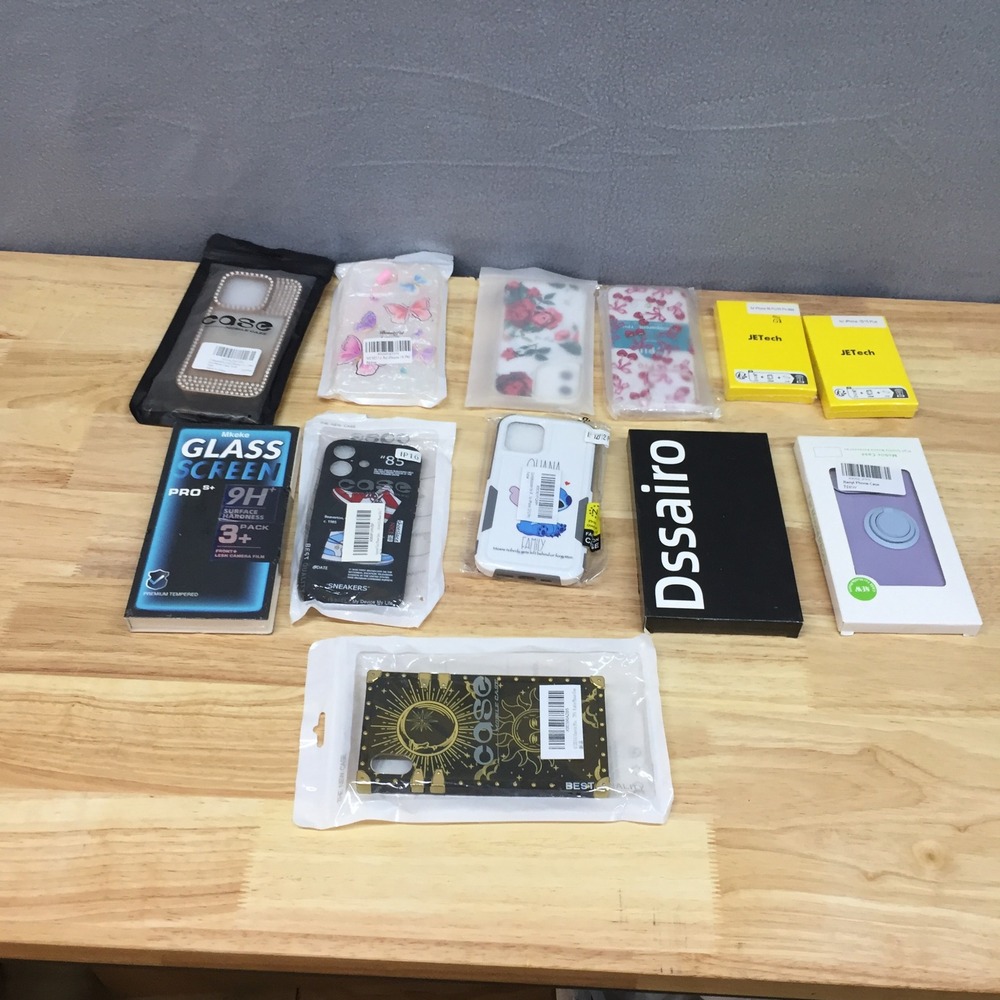 Lot of 11 iPhone Accessories Cases Screen Protector JETech Mkeke 16 15 14 12 Pro